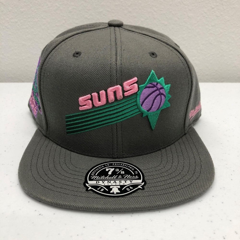 Phoenix Suns Hat Cap Fitted Mens 7 3/8 Gray NBA HWC Basketball Mitchell & Ness